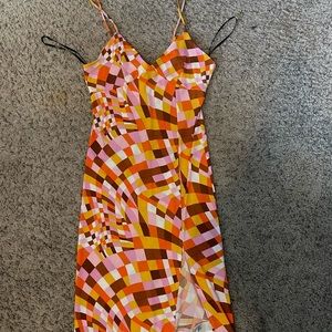 Forever 21 multicolored abstract pattern maxi dress